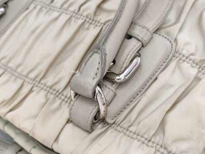 PRADA Triangle Logo Gathered Handbag