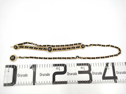 CHANEL Engraved Coco Mark Clover Leather Chain Belt