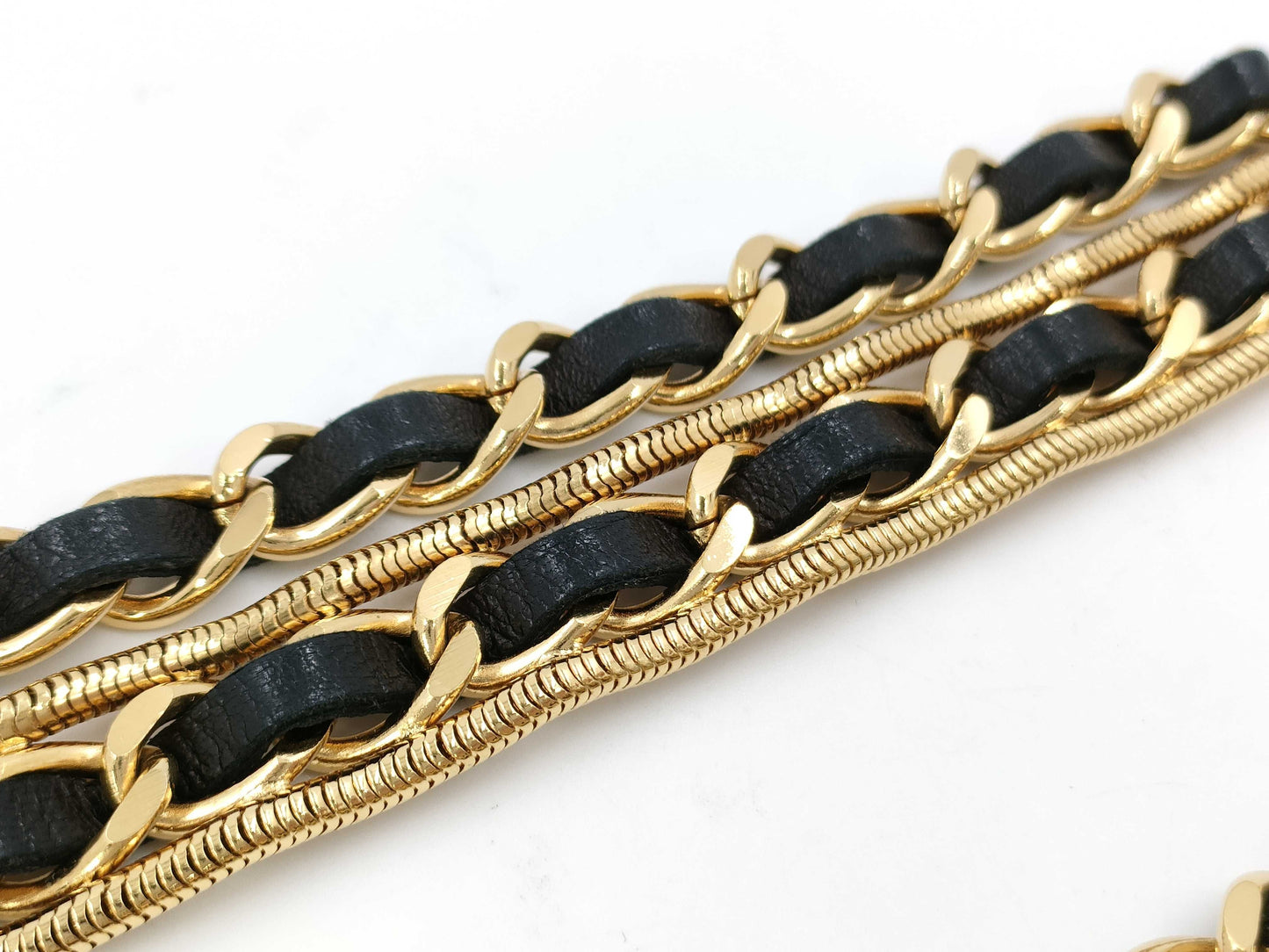 CHANEL Engraved Coco Mark Clover Leather Chain Belt