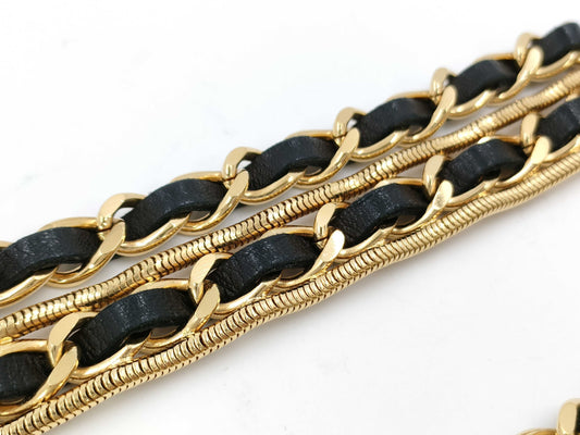 CHANEL Engraved Coco Mark Clover Leather Chain Belt