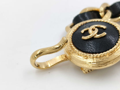 CHANEL Engraved Coco Mark Clover Leather Chain Belt
