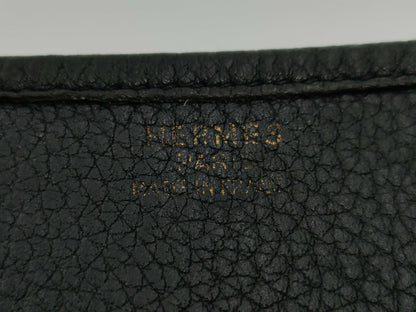 HERMES Evelyn Black Engraved Gold Hardware Shoulder Bag