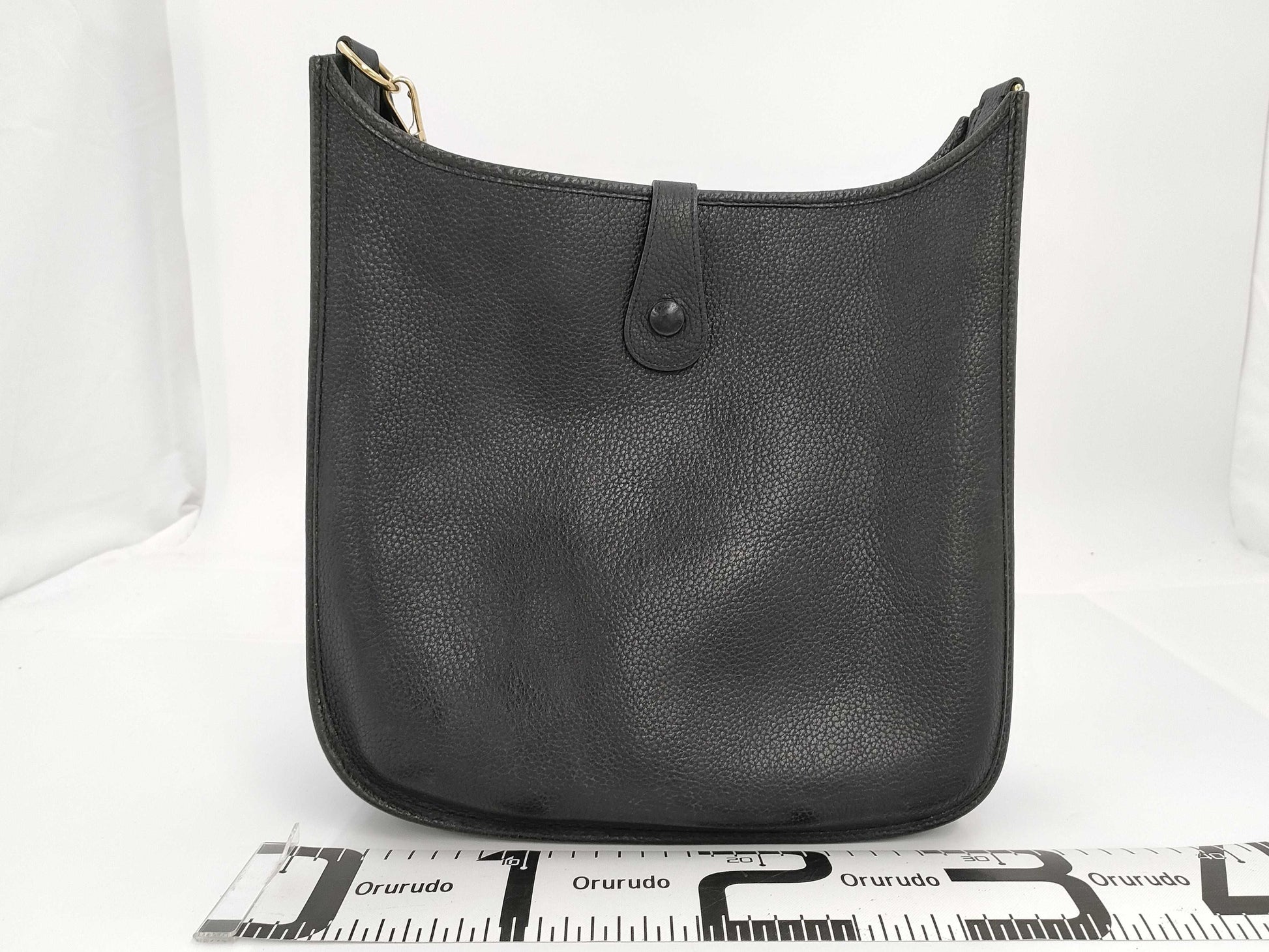 HERMES Evelyn Black Engraved Gold Hardware Shoulder Bag