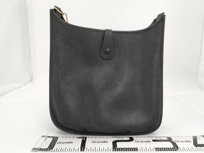 HERMES Evelyn Black Engraved Gold Hardware Shoulder Bag