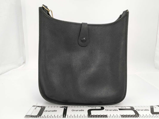 HERMES Evelyn Black Engraved Gold Hardware Shoulder Bag