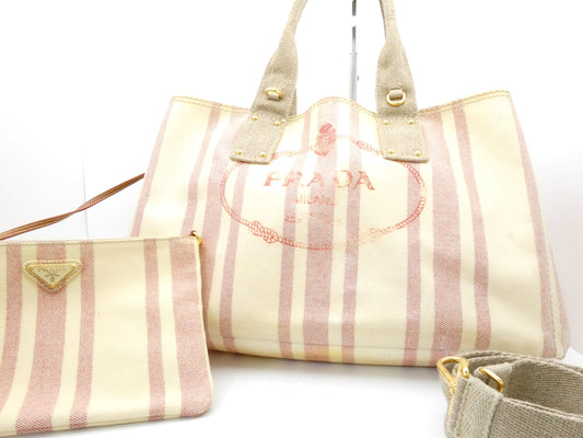 PRADA Canapa Coated Canvas 2-Way Tote Bag