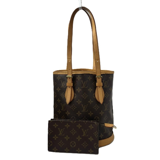 LOUIS VUITTON Monogram Bucket PM Tote Bag with Pouch