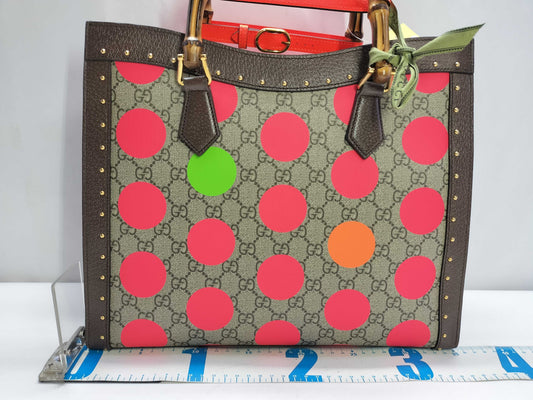GUCCI Bamboo Diana Medium 2-Way Tote Bag with Dots, 678842