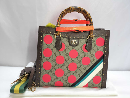 GUCCI Bamboo Diana Medium 2-Way Tote Bag with Dots, 678842