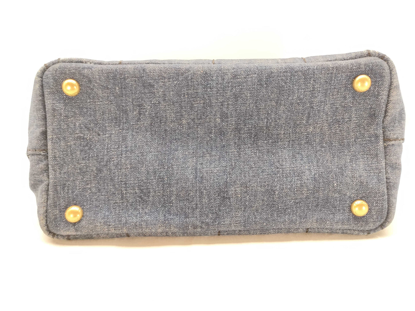 PRADA Prada Canapa Denim Handbag Shoulder Bag with Gold Triangle Logo