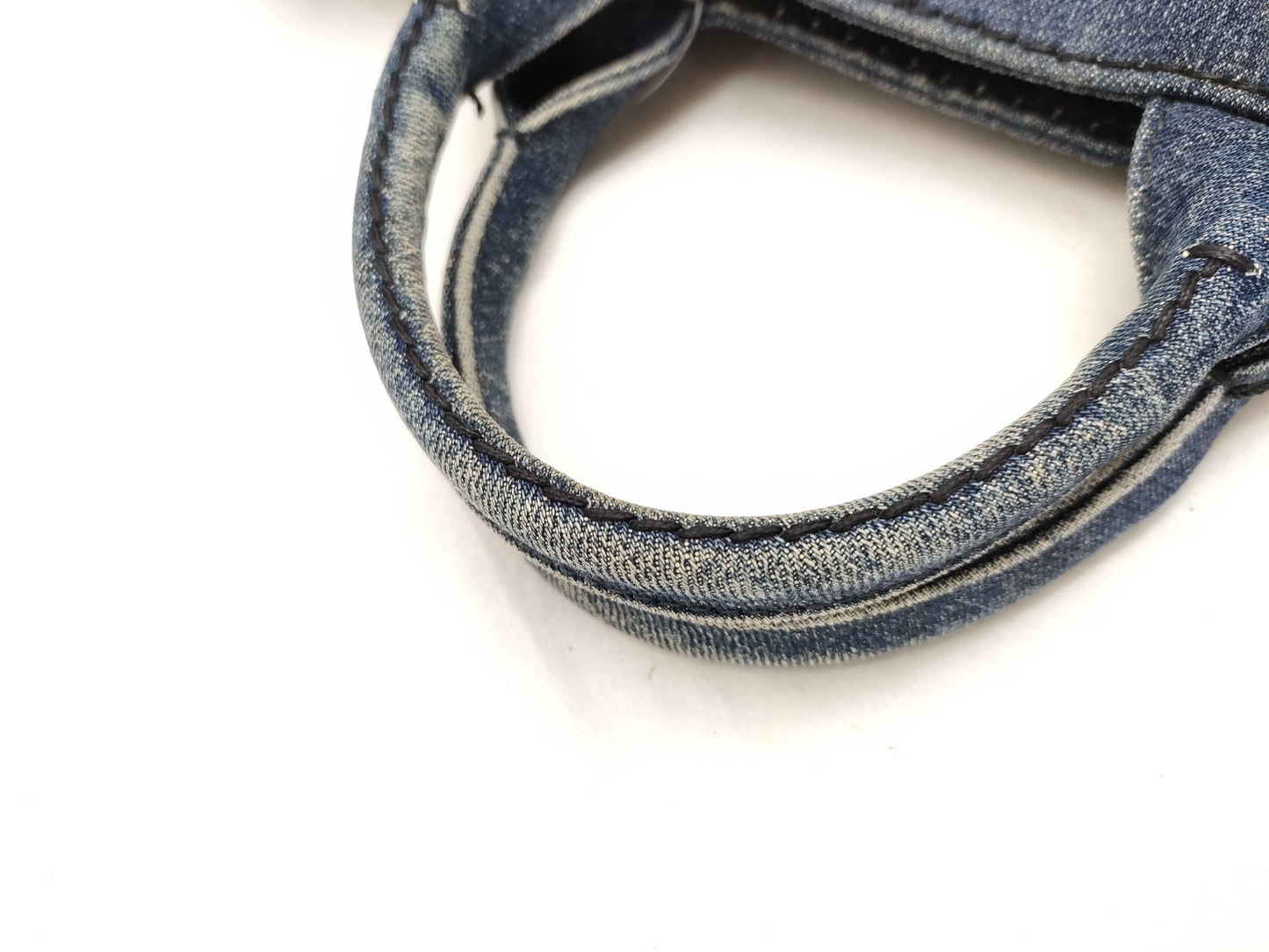 PRADA Prada Canapa Denim Handbag Shoulder Bag with Gold Triangle Logo
