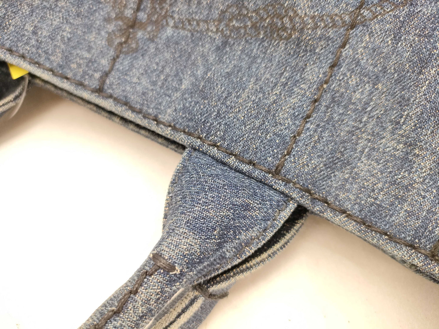 PRADA Prada Canapa Denim Handbag Shoulder Bag with Gold Triangle Logo