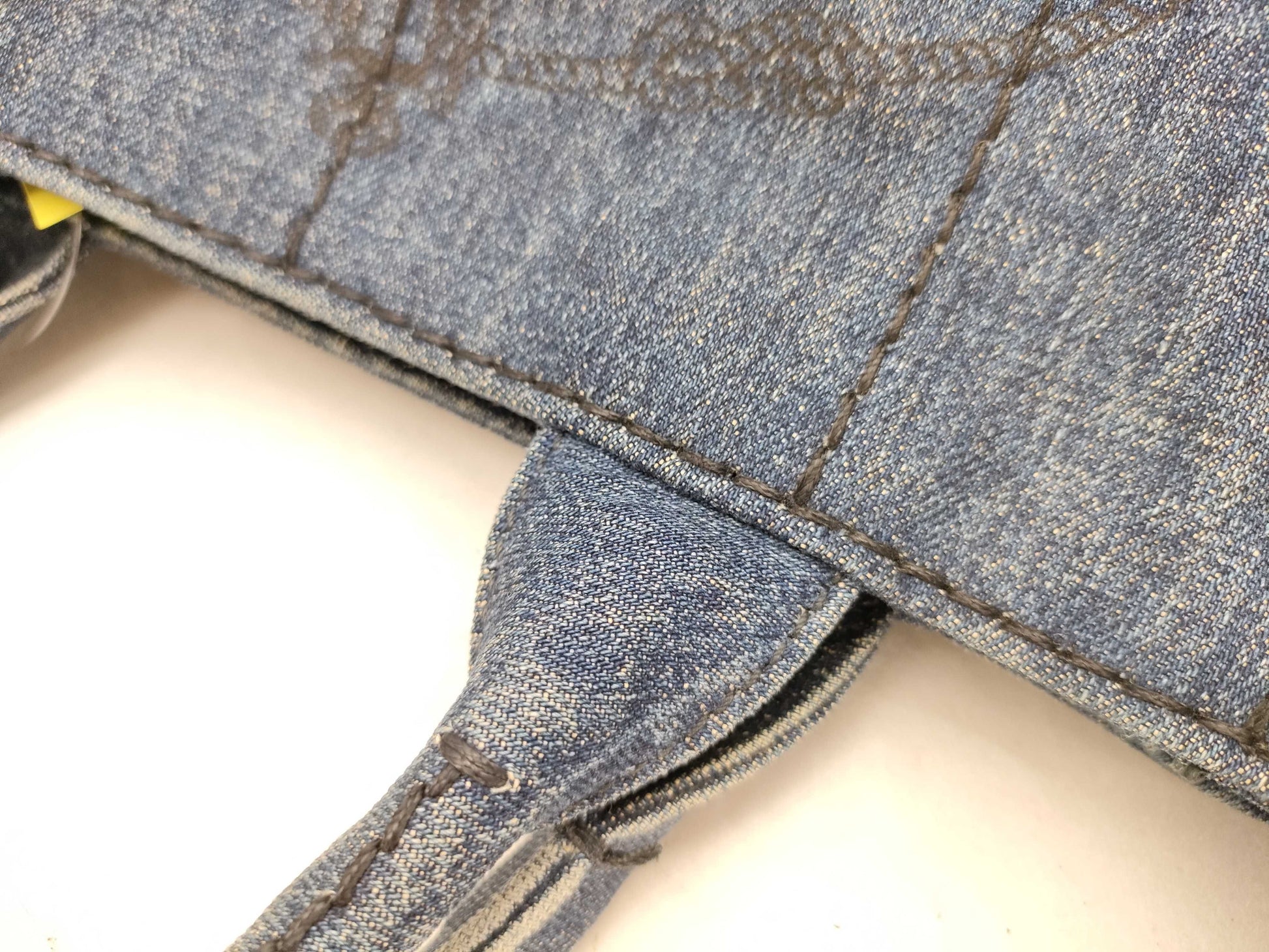 PRADA Prada Canapa Denim Handbag Shoulder Bag with Gold Triangle Logo