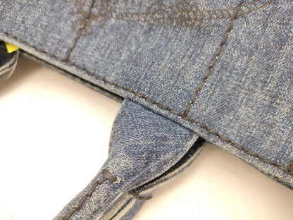 PRADA Prada Canapa Denim Handbag Shoulder Bag with Gold Triangle Logo