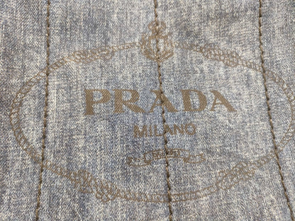 PRADA Prada Canapa Denim Handbag Shoulder Bag with Gold Triangle Logo