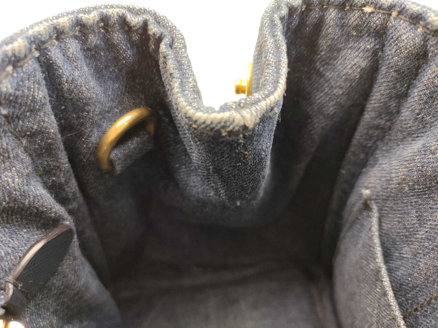 PRADA Prada Canapa Denim Handbag Shoulder Bag with Gold Triangle Logo