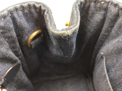 PRADA Prada Canapa Denim Handbag Shoulder Bag with Gold Triangle Logo