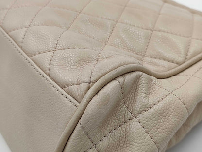 CHANEL Matelasse Caviar Leather Chain Coco Mark Beige Shoulder Bag