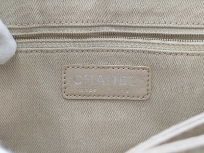 CHANEL Matelasse Caviar Leather Chain Coco Mark Beige Shoulder Bag