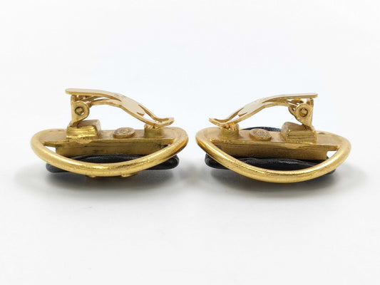 CHANEL Coco Leather Round Earrings