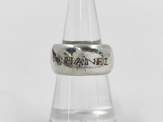 CHANEL logo ring silver ring