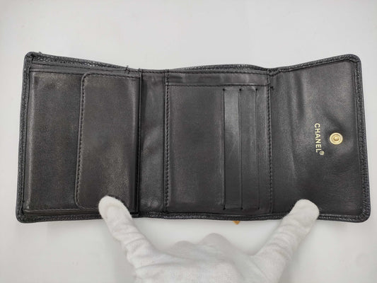 CHANEL Tri-fold Wallet Caviar Wallet