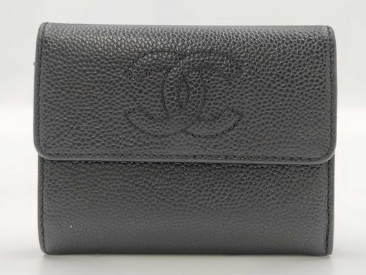 CHANEL Tri-fold Wallet Caviar Wallet