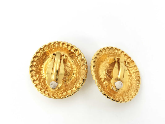 CHANEL Faux Pearl Round Earrings