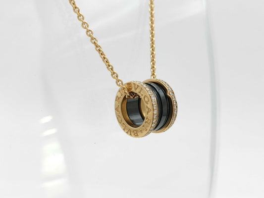 BVLGARI B.zero1 Black Ceramic Diamond Necklace in PG AU750, 12.5g 