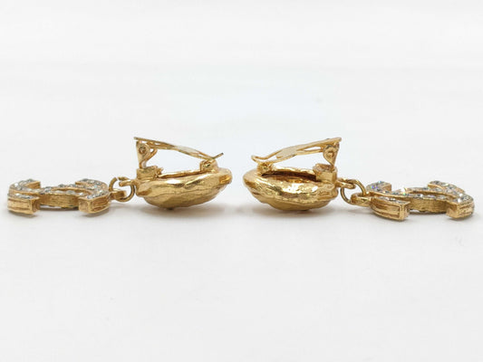 CHANEL Rhinestone Coco Mark Earrings