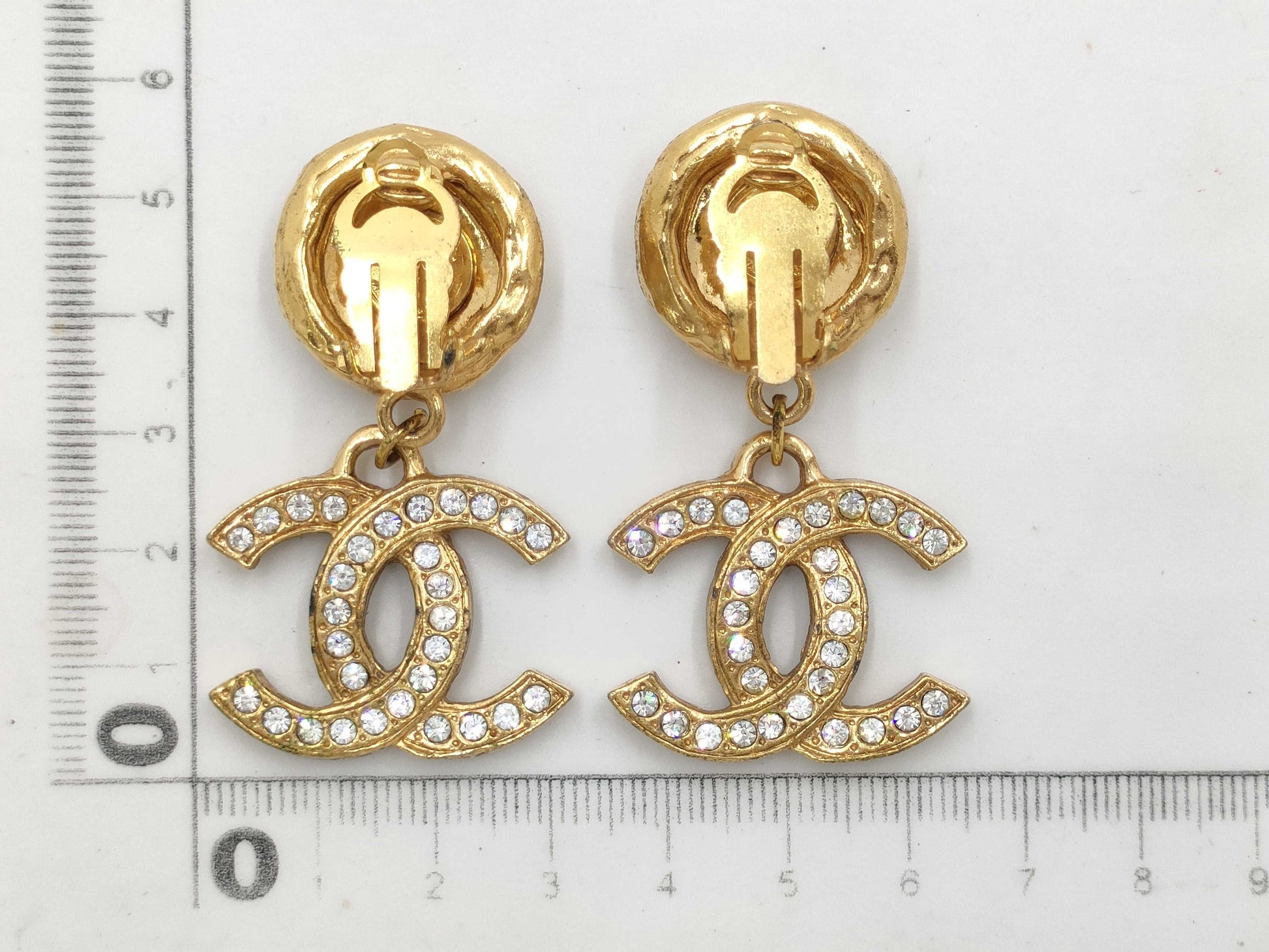 CHANEL Rhinestone Coco Mark Earrings