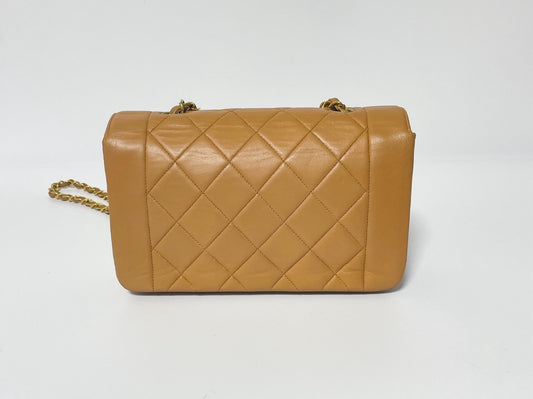 CHANEL Diana Pink Beige Lambskin Matelasse Shoulder Bag with Seal