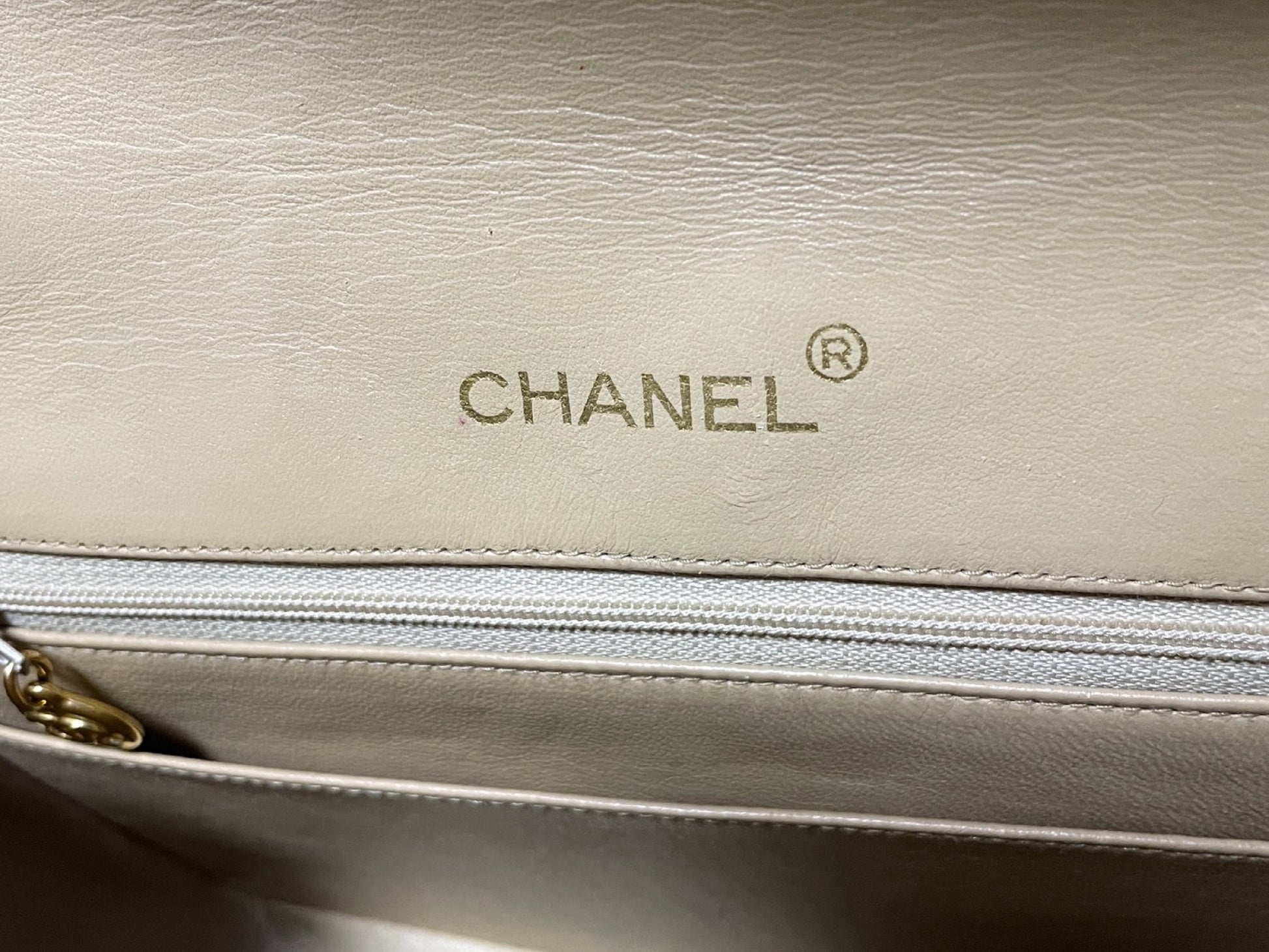 CHANEL Half Moon Matelasse Lambskin Beige Shoulder Bag with Seal