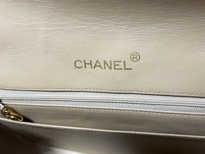 CHANEL Half Moon Matelasse Lambskin Beige Shoulder Bag with Seal