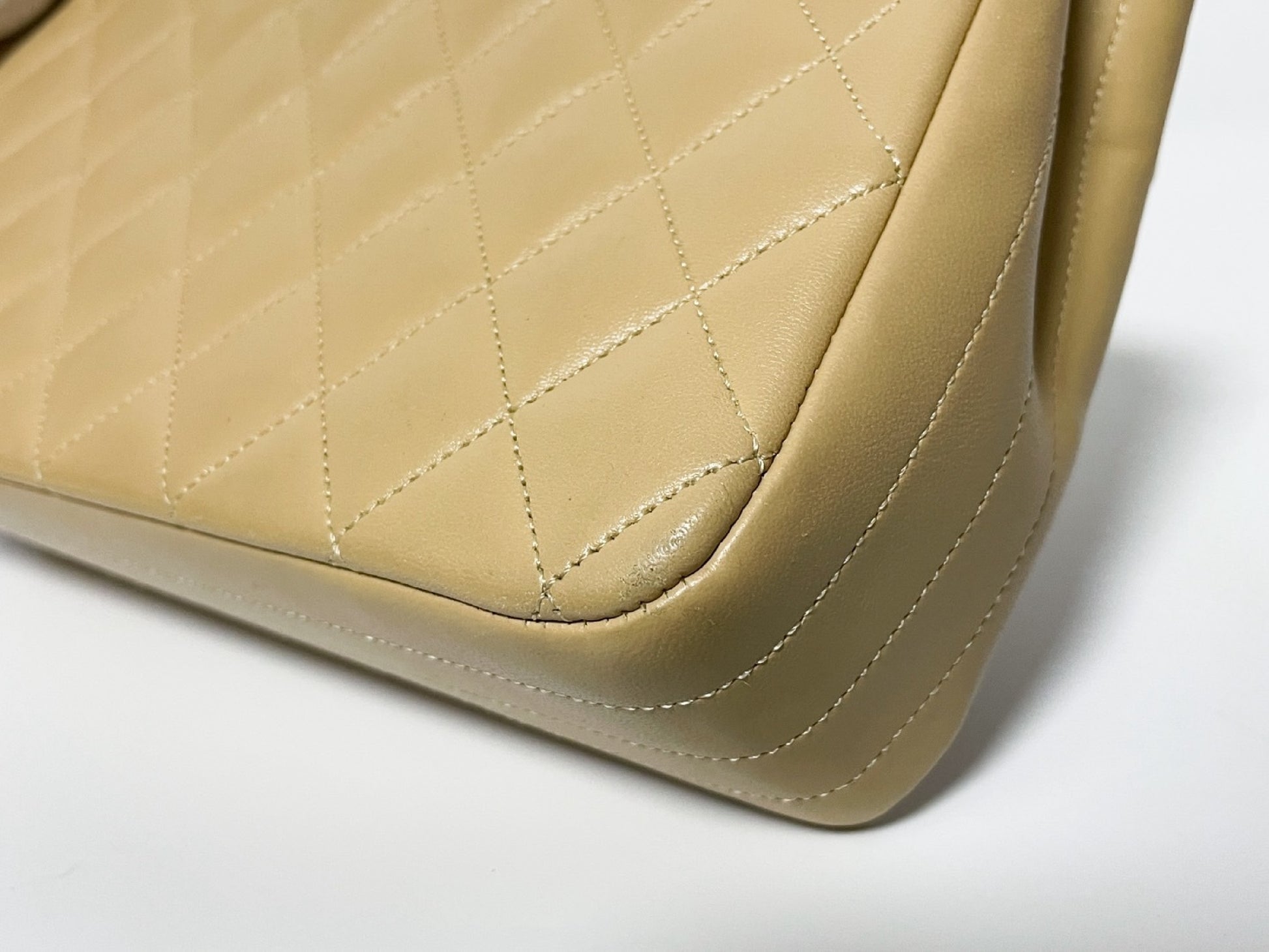 CHANEL Half Moon Matelasse Lambskin Beige Shoulder Bag with Seal
