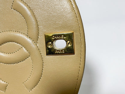 CHANEL Half Moon Matelasse Lambskin Beige Shoulder Bag with Seal