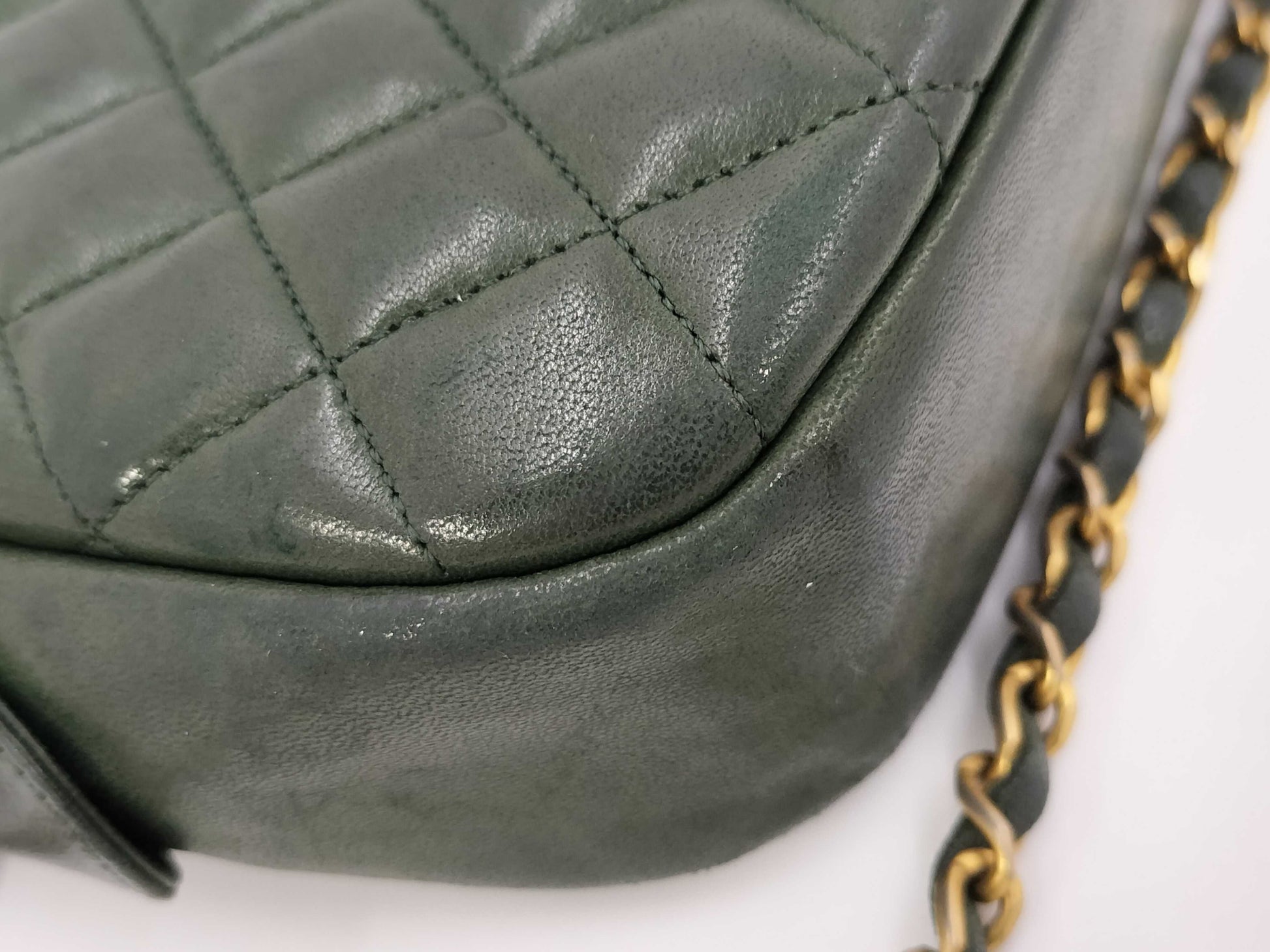 CHANEL CHANEL Matelasse Shoulder Bag Green with Seal