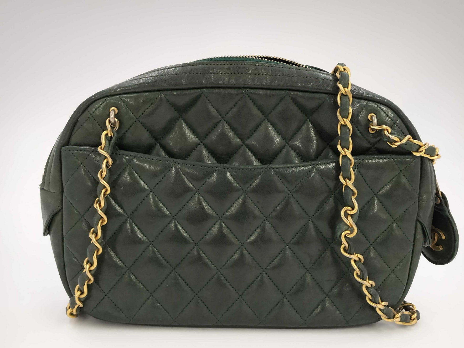 CHANEL CHANEL Matelasse Shoulder Bag Green with Seal