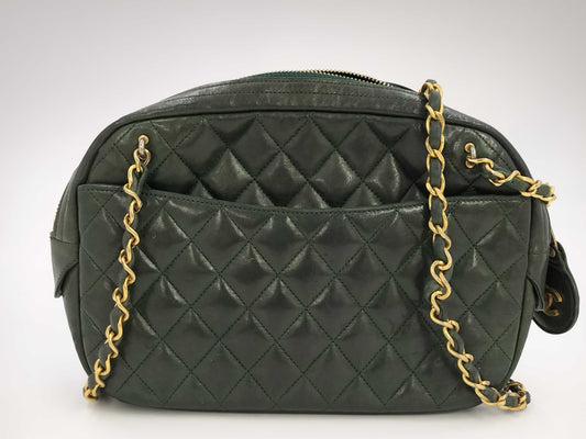 CHANEL CHANEL Matelasse Shoulder Bag Green with Seal