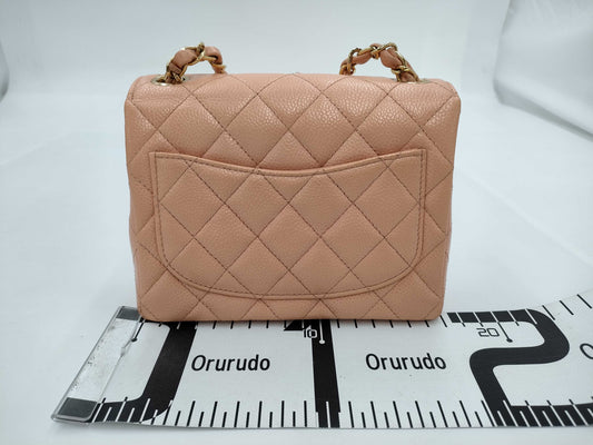 CHANEL CHANEL Mini Matelasse Caviar Skin Pink with Seal No. 8 Shoulder Bag