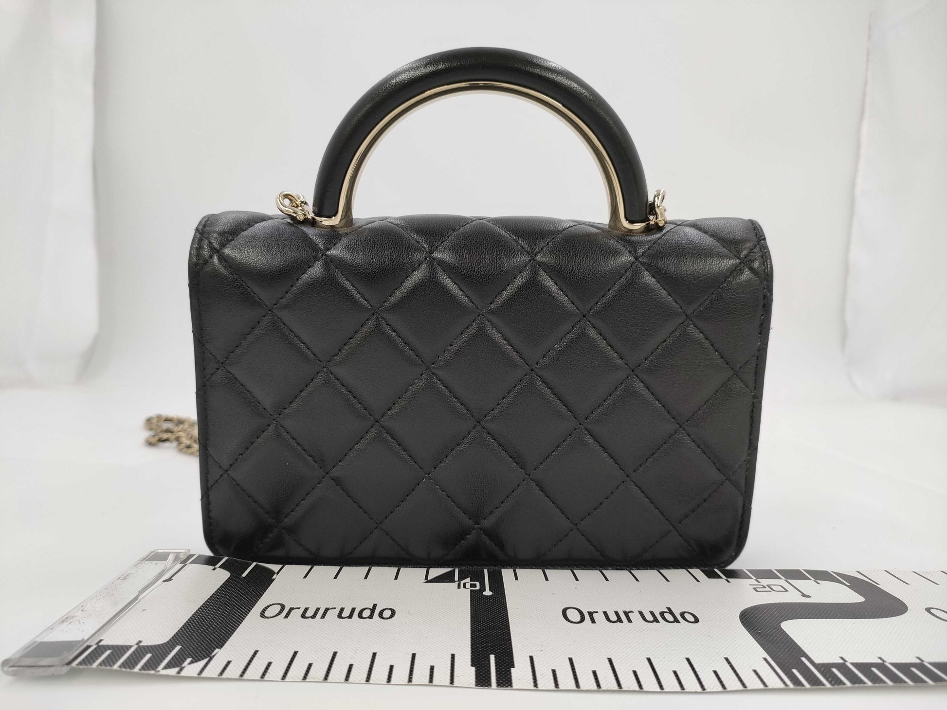 CHANEL CHANEL Lamb Mini Matelasse Shoulder Bag with Handle and Chain, Serial Number Plate Included