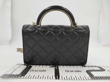 CHANEL CHANEL Lamb Mini Matelasse Shoulder Bag with Handle and Chain, Serial Number Plate Included