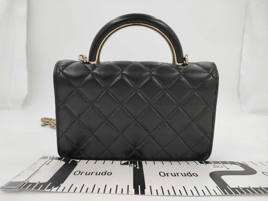 CHANEL CHANEL Lamb Mini Matelasse Shoulder Bag with Handle and Chain, Serial Number Plate Included