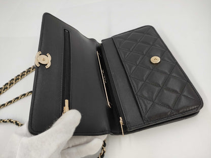 CHANEL CHANEL Lamb Mini Matelasse Shoulder Bag with Handle and Chain, Serial Number Plate Included