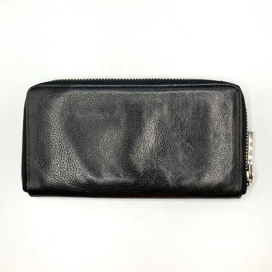 Christian Louboutin Studded Leather Round Zip Long Wallet in Black