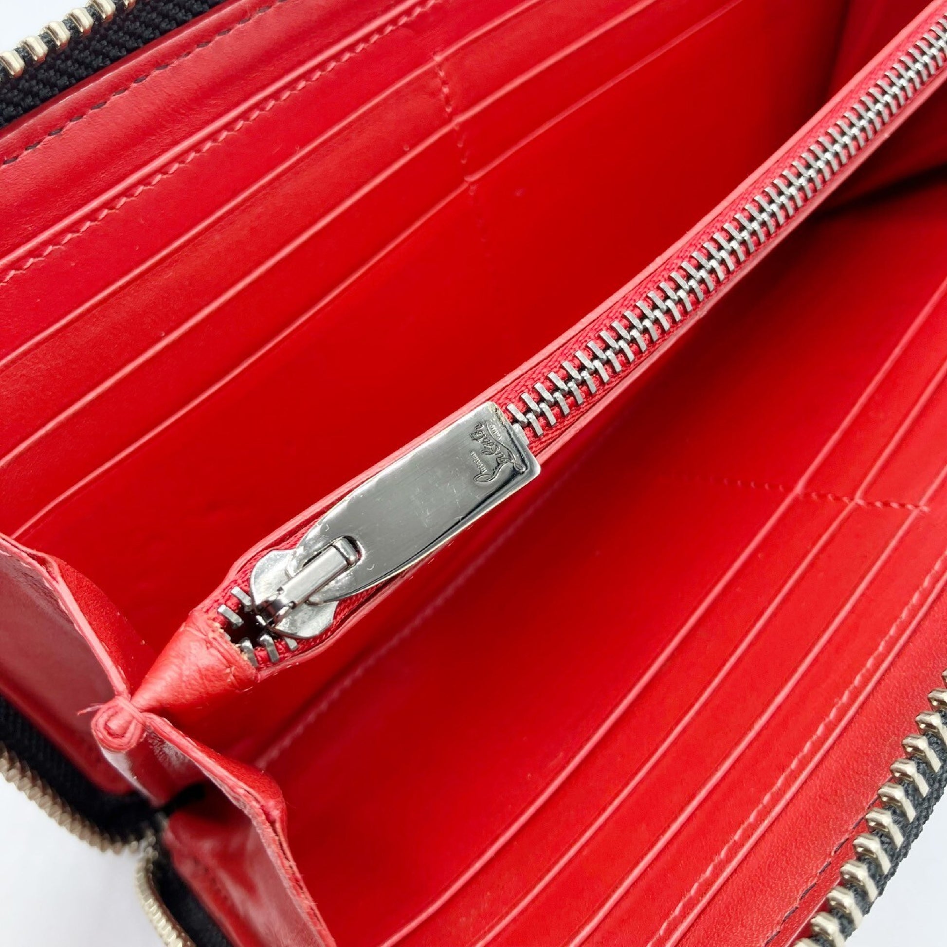 Christian Louboutin Studded Leather Round Zip Long Wallet in Black