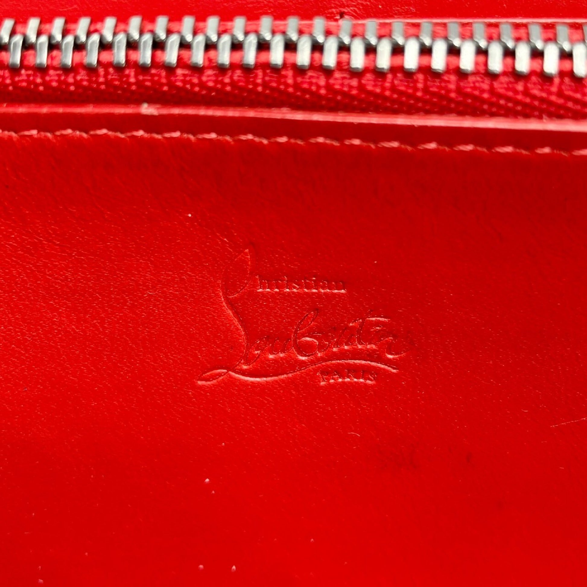 Christian Louboutin Studded Leather Round Zip Long Wallet in Black