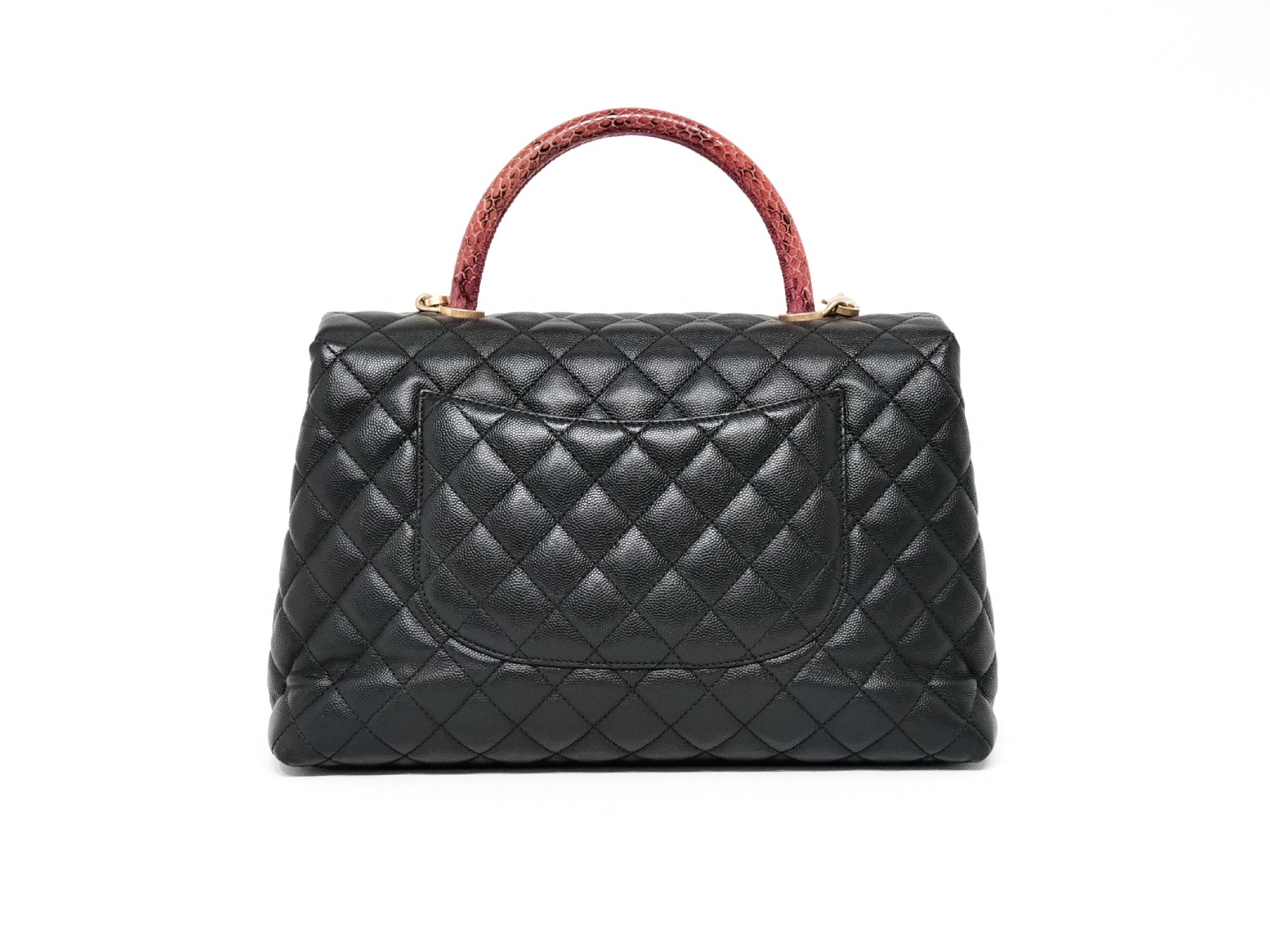 CHANEL Coco Handle 33 M Caviar and Python 2-Way Handbag Black with Gold Hardware 26201895 26 Series Handbag