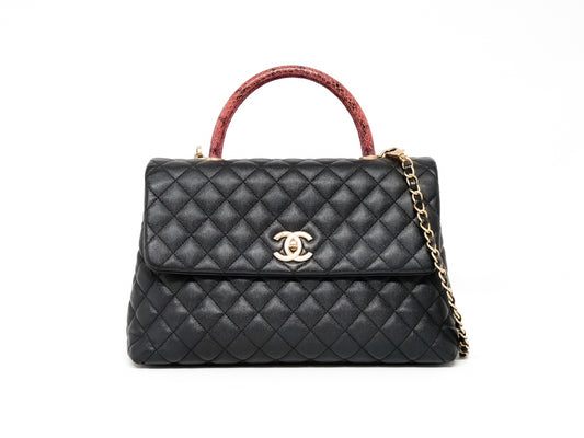 CHANEL Coco Handle 33 M Caviar and Python 2-Way Handbag Black with Gold Hardware 26201895 26 Series Handbag