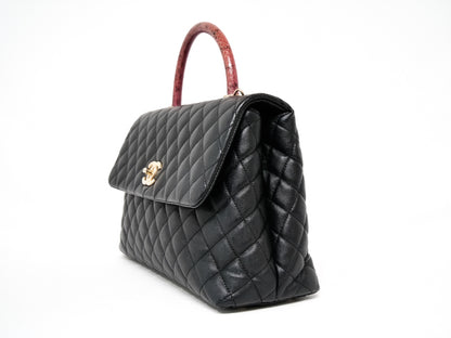 CHANEL Coco Handle 33 M Caviar and Python 2-Way Handbag Black with Gold Hardware 26201895 26 Series Handbag